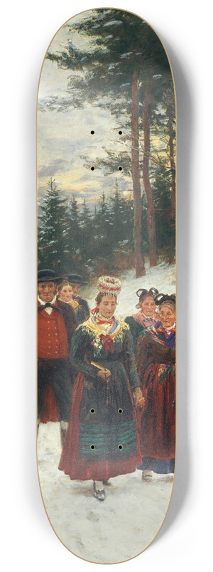 Wilhelm Gustav Friedrich Hasemann - Bridal Procession in Winter 8.25 inch art skate deck