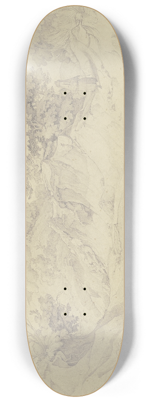 August Lucas - Hohlweg nach Civitella di Olevano, dem heutigen Bellegra, rechts eine wandernde Frau in Rckenansicht 8.25 inch art skate deck