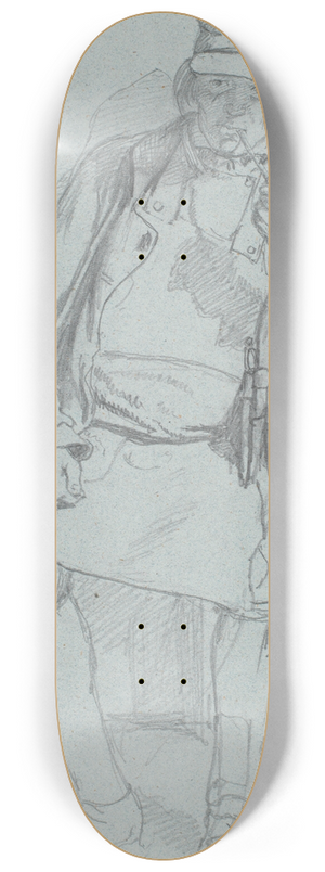Wilhelm Marstrand - Siddende svensk bonde med skdeskind 8.25 inch art skate deck