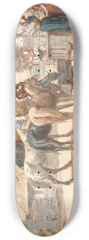 Wilhelm Marstrand - Ved brnden uden for landsbyen 8.25 inch art skate deck