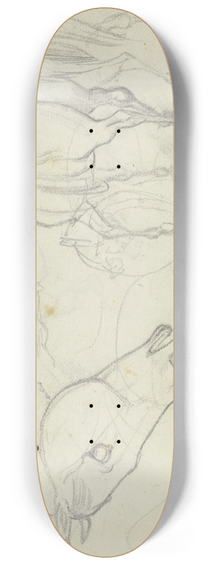 August Lucas - Studies of horses 8.25 inch art skate deck