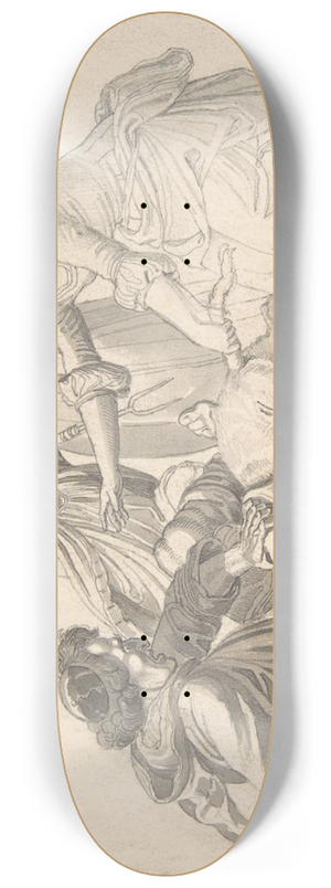 Wilhelm von Kaulbach - Illustration for Reinecke Fuchs; Tomcat Hinz being hit instead of Reinecke 8.25 inch art skate deck