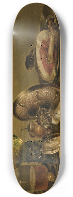 Willem Claesz Heda - A partially draped table with an overturned tazza, roemer and glass of beer, with a partially peeled lemon and ham on pewter plates 8.25 inch art skate deck Willem Claesz Heda - A partially draped table with an overturned tazza, roemer and glass of beer, with a partially peeled lemon and ham on pewter plates 8.25 inch art skate deck