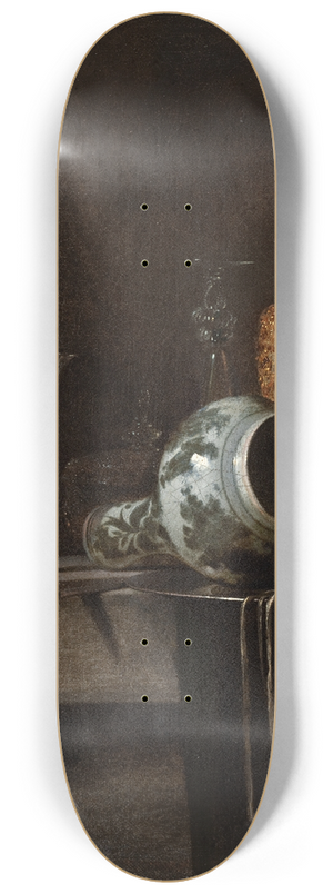 Willem Kalf - Still Life with a Porcelain Vase, Silver-gilt Ewer, and Glasses 8.25 inch art skate deck Willem Kalf - Still Life with a Porcelain Vase, Silver-gilt Ewer, and Glasses 8.25 inch art skate deck