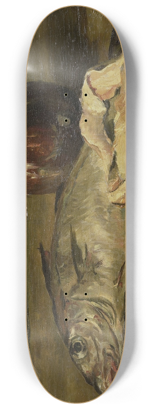 Willem Roelofs II - Stilleven met kabeljauw 8.25 inch art skate deck