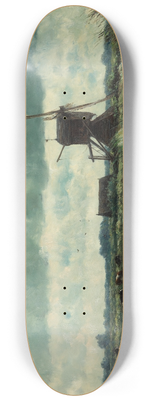 Willem Roelofs - Polder landscape with windmill near Abcoude 8.25 inch art skate deck