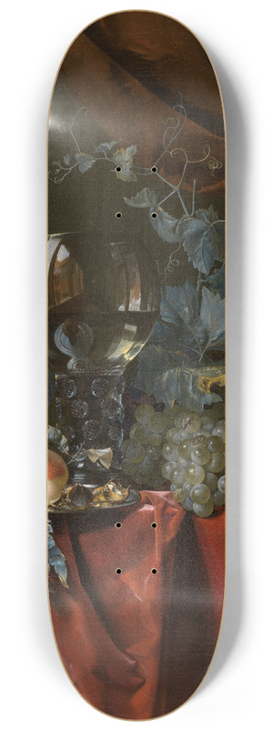 Willem van Aelst - Fruit and a Glass of Wine 8.25 inch art skate deck