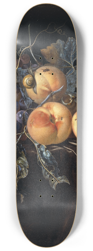 Willem van Aelst - Still Life with Peaches and Grapes 8.25 inch art skate deck