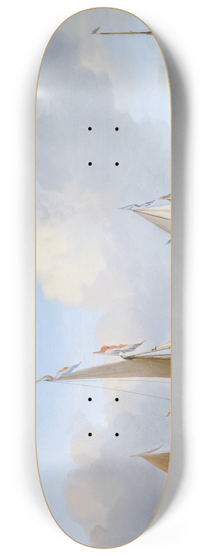 Willem van de Velde the Younger - Calm- A States Yacht under Sail close to the Shore with many other Vessels 8.25 inch art skate deck