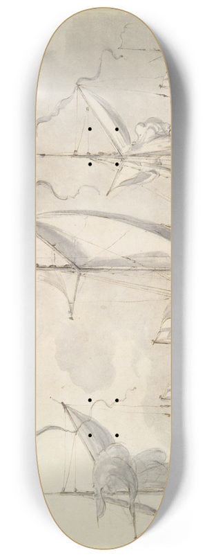 Willem van de Velde the Younger - Three BritishMen-of-War 8.25 inch art skate deck