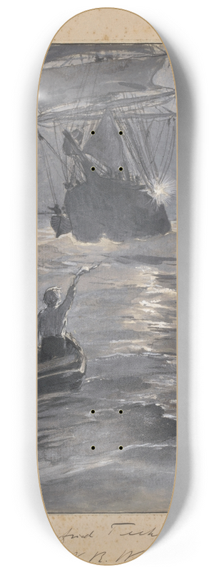 Willem Wenckebach - Jongens seinen naar een schip vanaf een zinkende roeiboot 8.25 inch art skate deck