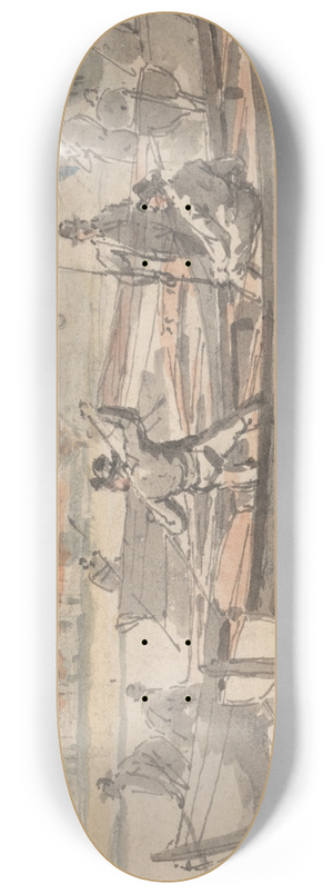 William Anderson - Boats and Men on Shore 8.25 inch art skate deck