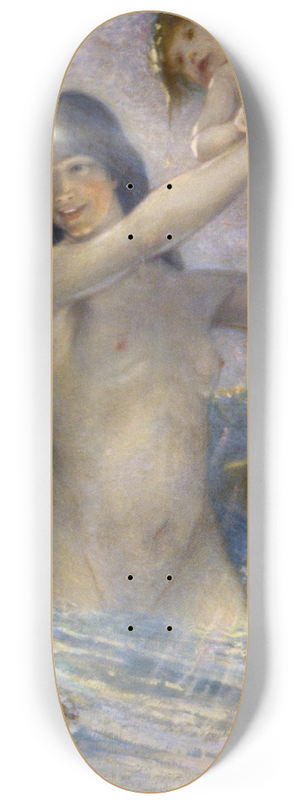 William Baxter Closson - Nymph and Water Babies At Play 8.25 inch art skate deck