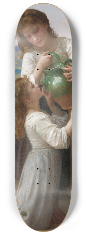 William Bouguereau -  La Fontaine (At The Fountain) 8.25 inch art skate deck