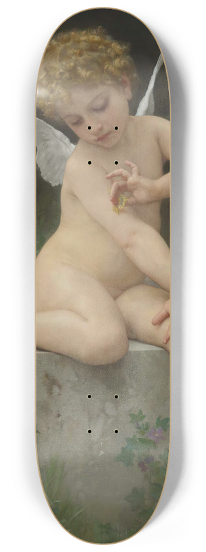 William Bouguereau - Lamour Au Papillon 8.25 inch art skate deck