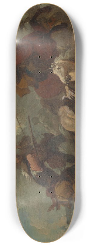 August Querfurt - A battle scene with a fallen horse 8.25 inch art skate deck