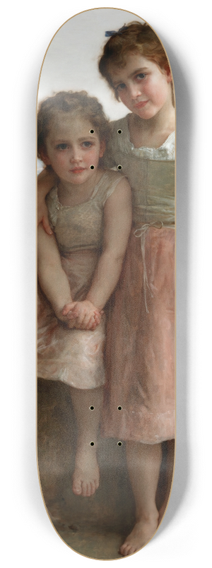 William Bouguereau - Sisters on the Shore 8.25 inch art skate deck
