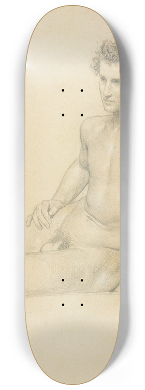 William Bouguereau - Study of a seated man forlt 8.25 inch art skate deck