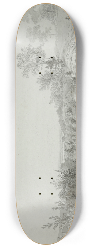 William Day - View of a valley, with two figures seated on a path 8.25 inch art skate deck