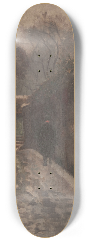 Adolphe-Ernest Gumery - La rue Berton sous la neige 8.25 inch art skate deck