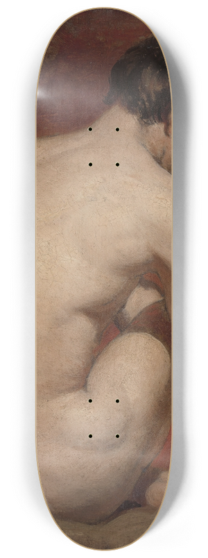 William Etty - Male Nude, Kneeling, from the Back 8.25 inch art skate deck