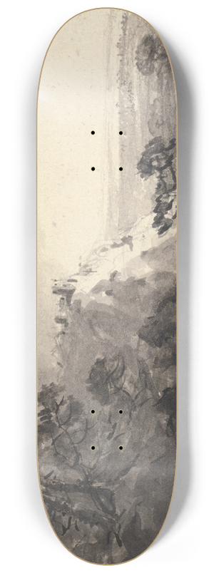 William Gilpin - Landscape with a Castle on a Hill in Center Distance 8.25 inch art skate deck William Gilpin - Landscape with a Castle on a Hill in Center Distance 8.25 inch art skate deck