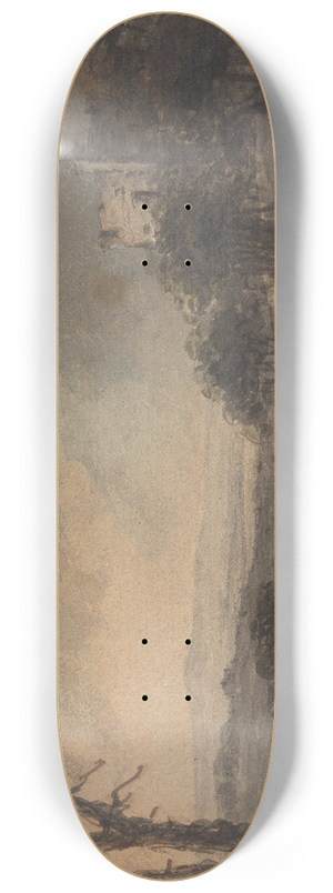William Gilpin - Landscape with Two Men on a Hill and a Castle in the Distance 8.25 inch art skate deck