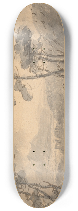William Gilpin - Mountain Landscape with Two Figures on a Winding Road 8.25 inch art skate deck William Gilpin - Mountain Landscape with Two Figures on a Winding Road 8.25 inch art skate deck