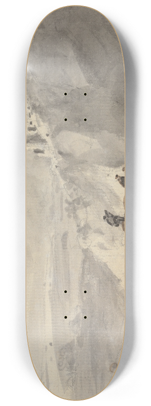 William Gilpin - Three Figures in a Hilly Landscape with Ruins, beyond 8.25 inch art skate deck