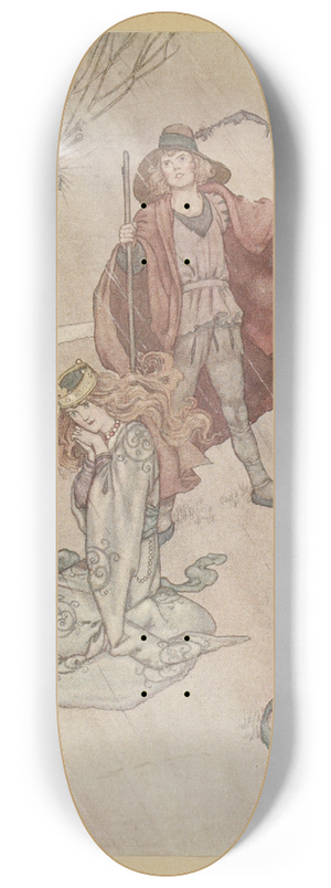William Heath Robinson - The Swineherd scolded and the rain poured down 8.25 inch art skate deck