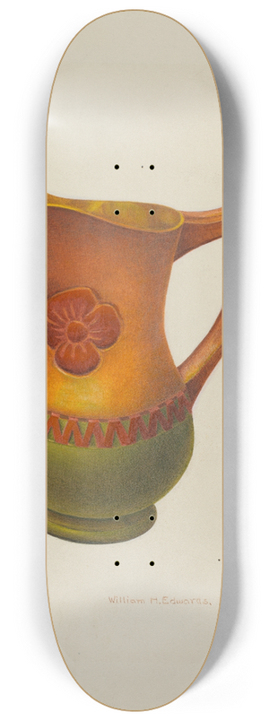William H. Edwards - Carved Wooden Pitcher 8.25 inch art skate deck