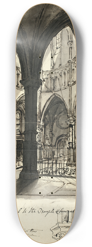 Augustus Charles Pugin - Chancel to the Temple Church 8.25 inch art skate deck