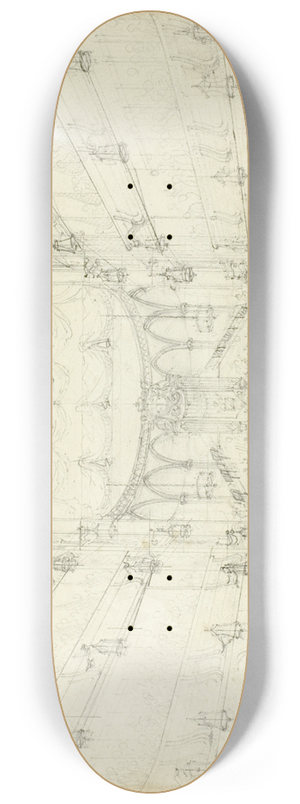 Augustus Charles Pugin - Study for An Oratorio-Covent Garden Theater, from Microcosm of London 8.25 inch art skate deck