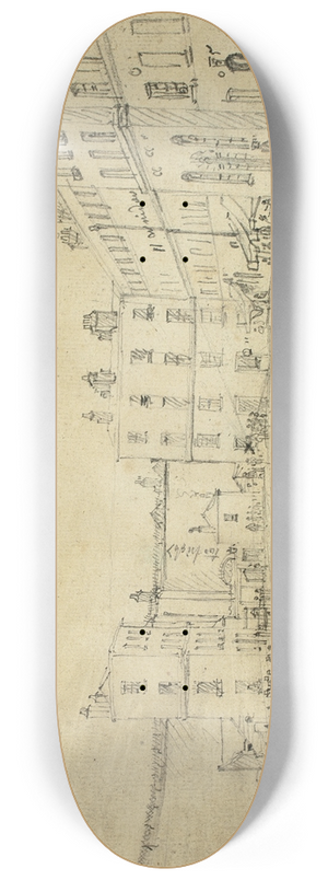 Augustus Charles Pugin - Study for Kings Bench Prison, from Microcosm of London 8.25 inch art skate deck