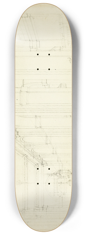 Augustus Charles Pugin - Study for Kings Mews, Charing Cross, from Microcosm of London 8.25 inch art skate deck