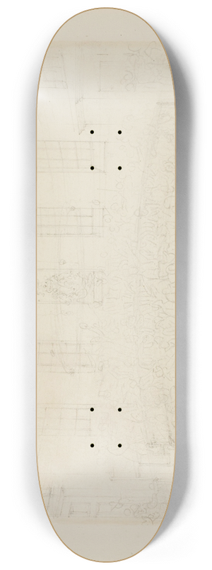 Augustus Charles Pugin - Study for Royal Cock Pit, from Microcosm of London 8.25 inch art skate deck