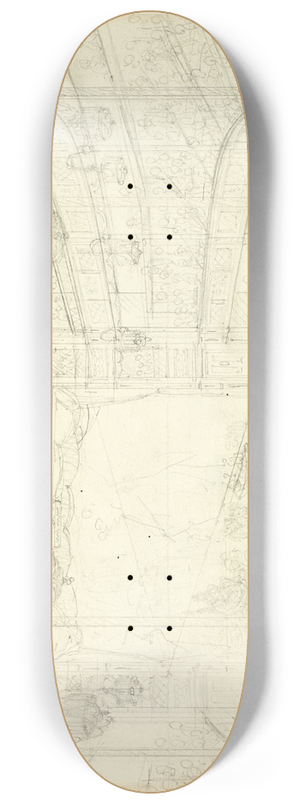 Augustus Charles Pugin - Study for Sadlers Wells Theater 8.25 inch art skate deck