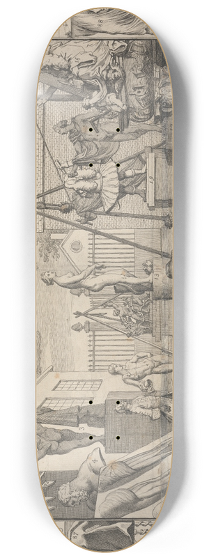 William Hogarth - Analysis of Beauty, Plate I; A Statuarys Yard 8.25 inch art skate deck