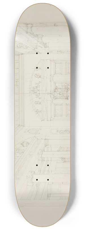Augustus Charles Pugin - Study for The Hall, Carlton House, from Microcosm of London 8.25 inch art skate deck