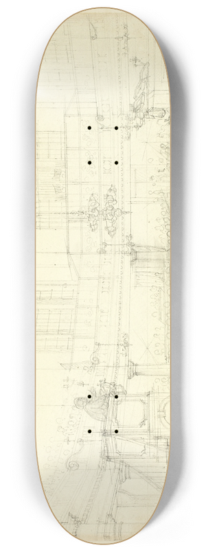 Augustus Charles Pugin - Study for The Magdalen Chapel, from Microcosm of London 8.25 inch art skate deck
