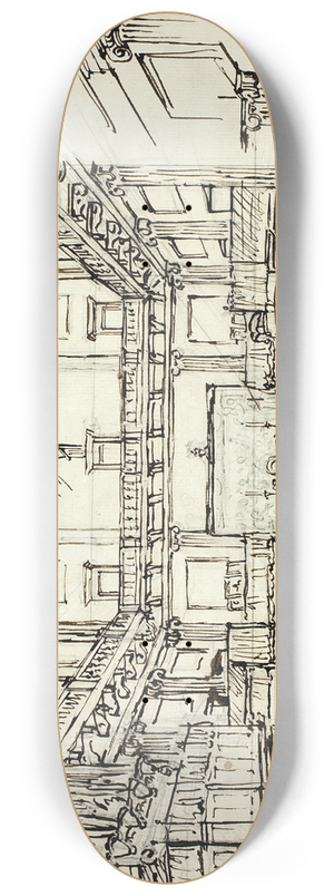 Augustus Charles Pugin - Study for Whitehall Chapel, from Microcosm of London 8.25 inch art skate deck
