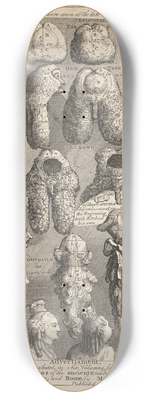 William Hogarth - The Five Orders of Periwigs 8.25 inch art skate deck