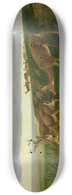 William Holbrook Beard - Deer on the Prairie 8.25 inch art skate deck