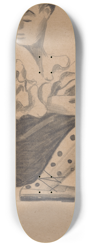William James Glackens - Portrait of Janet Braguin in the style of JeanCharlot 8.25 inch art skate deck
