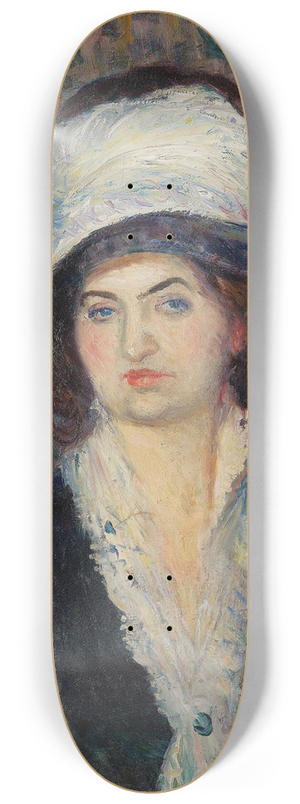 William James Glackens - Shop Lady (Woman in a Feathered Hat) 8.25 inch art skate deck William James Glackens - Shop Lady (Woman in a Feathered Hat) 8.25 inch art skate deck