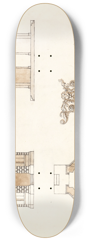 William Kent - Octagonal Temple at Shotover Park, Oxfordshire: Plan, Section and Elevation 8.25 inch art skate deck
