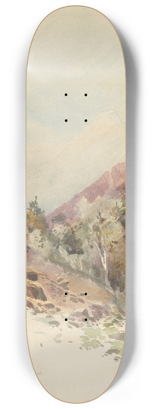 William Mathew Hodgkins - Mount Cook  an afterglow above the mist 8.25 inch art skate deck William Mathew Hodgkins - Mount Cook  an afterglow above the mist 8.25 inch art skate deck
