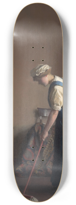 William McGregor Paxton - Girl Sweeping 8.25 inch art skate deck