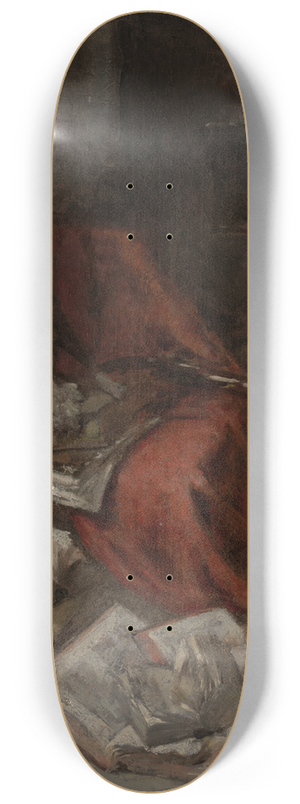 William Merritt Chase - Monkeying withLiterature 8.25 inch art skate deck