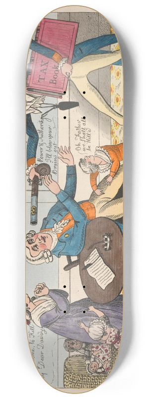 William O'Keefe - The Taxmans Visit, (vide) the Devil will have his Due 8.25 inch art skate deck William O'Keefe - The Taxmans Visit, (vide) the Devil will have his Due 8.25 inch art skate deck